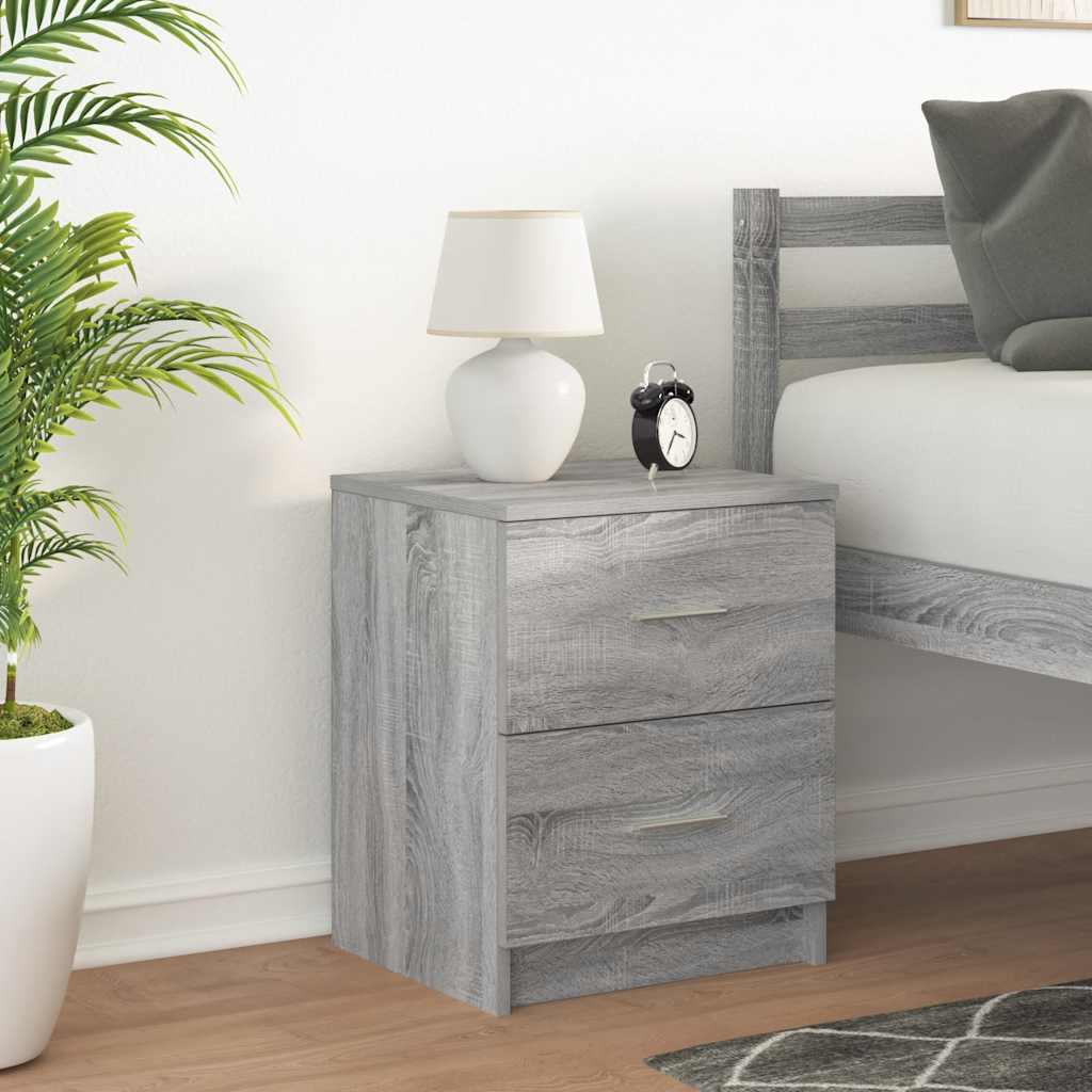 Bedside Cabinet with 2 Drawers Grey Sonoma 40x36x50 cm